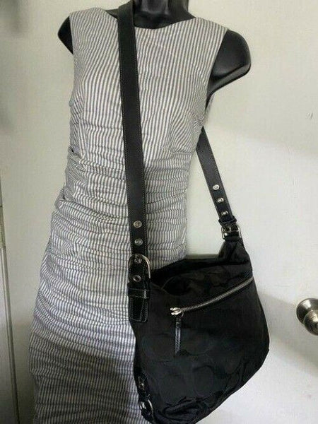 Coach Medium Tote Msrp Black Gray Jacquard Fabric Shoulder Bag