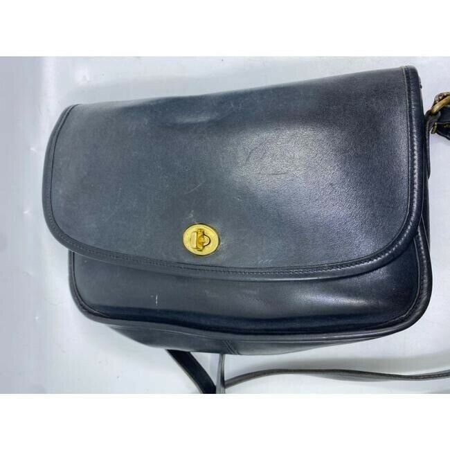 coach vintage black leather cross body bag