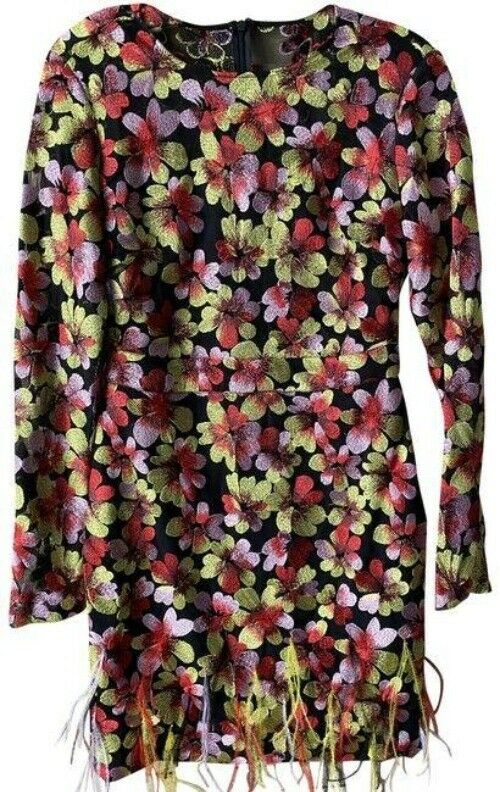 Nicole Miller Black Coral Green Msrp Short Casual Dress