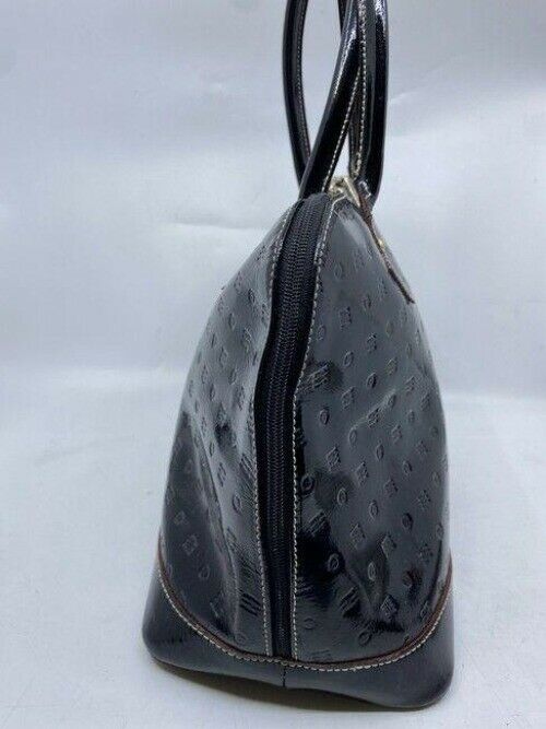 arcadia handbag made in italy black patent leather tote