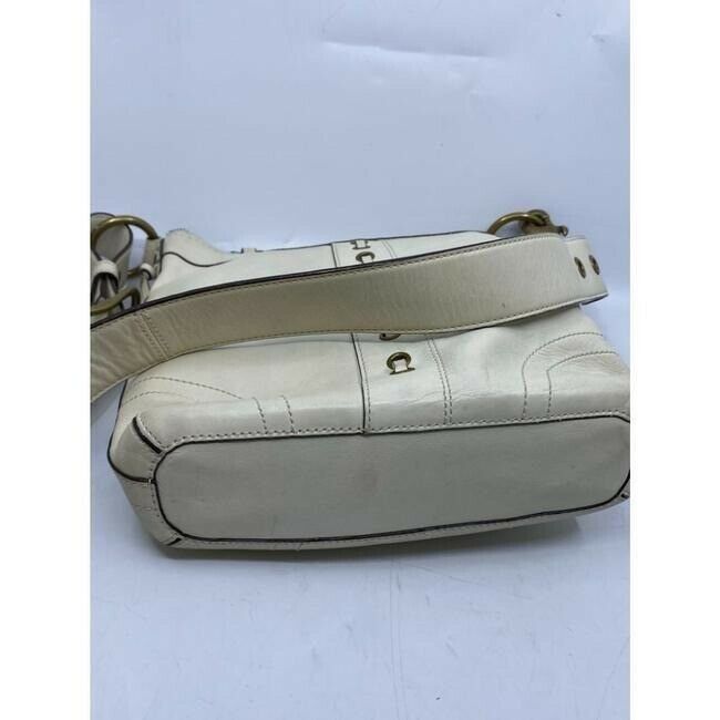 coach medium w adjustable strap white leather cross body bag