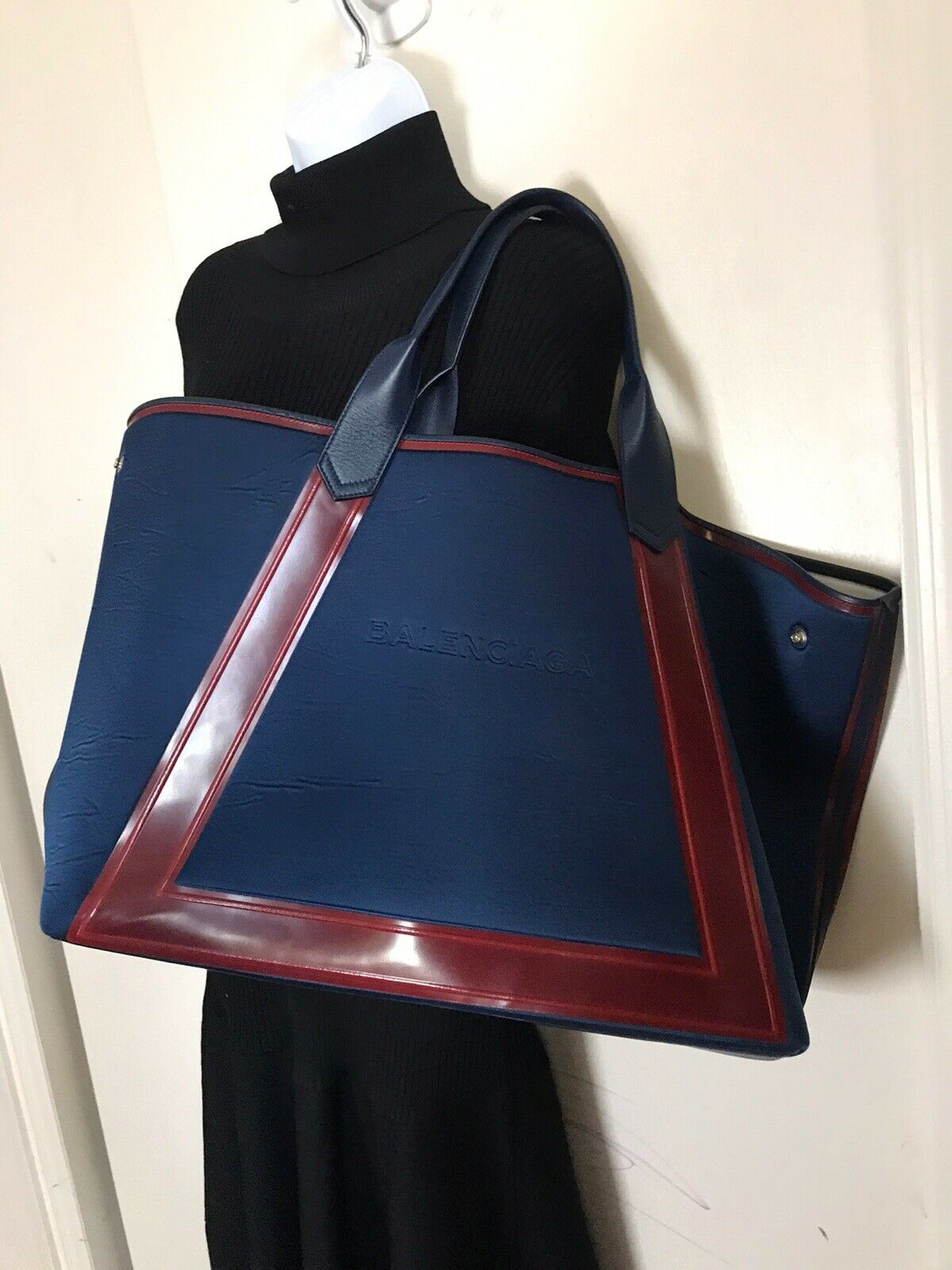 BALENCIAGA XL Navy Scuba Tote