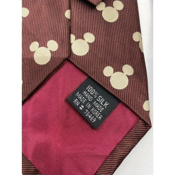 NWOT Disney Novelty Brown Beige Neck Tie 100% Silk