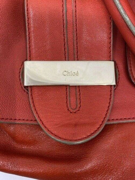 chloe red leather shoulder bag