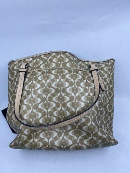 coach w w detachable specialty tie accent tan white shoulder bag