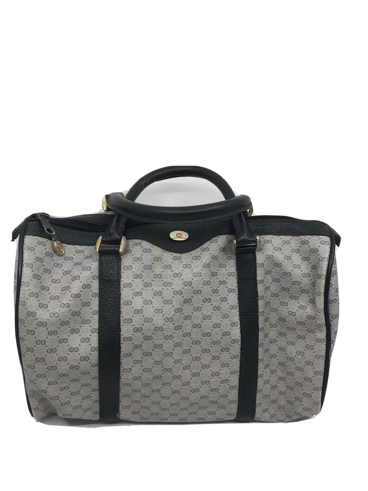 GUCCI Vintage Boston Bag Brown Coated Canvas