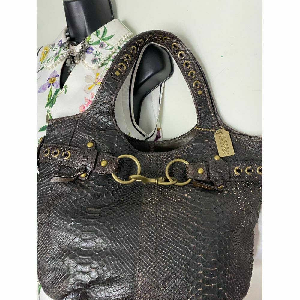 COACH Animal Embossed Leather Brown Shoulder Bag Amazing!