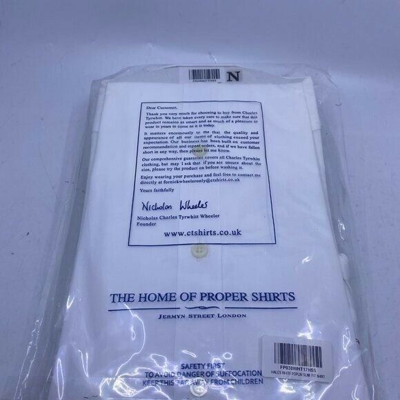 Charles Tyrwhitt Hales White Poplin Slim Fit Shirt