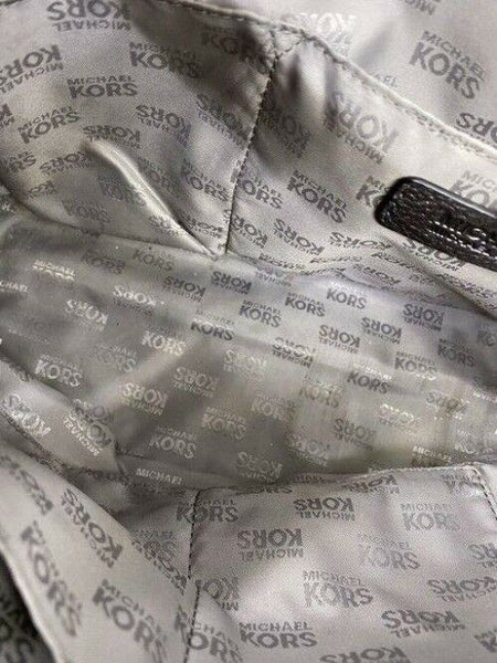 michael kors bag all over logo medium gray silver jacquard fabric tote