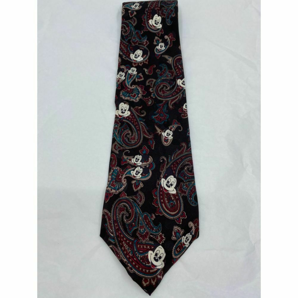 New! MICKEY MOUSE Disney Neck Tie Black Red White 100% Silk Handmade