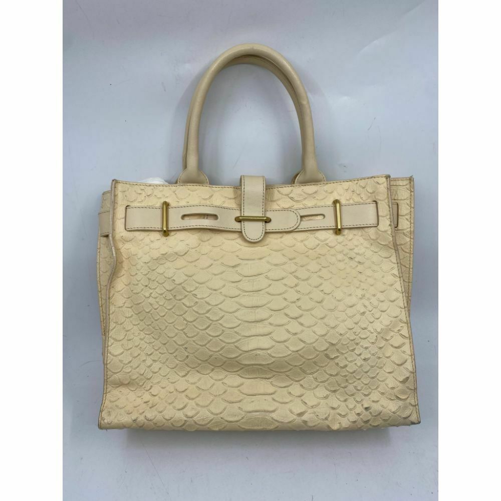 FURLA Croc Embossed Beige Leather Handbag Excellent!