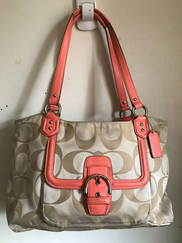 Coach Beige Interwoven Jacquard Bag