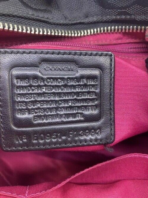 Coach Signature Stripe Python Black Fabric Shoulder Bag