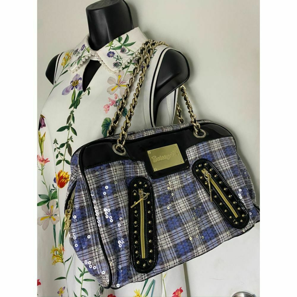BETSEY JOHNSON Faux Leather Multicolor Embellished Tote Bag