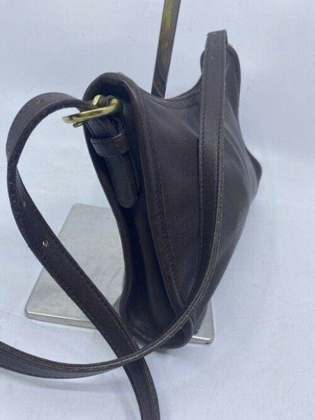 coach vintage small brown leather cross body bag