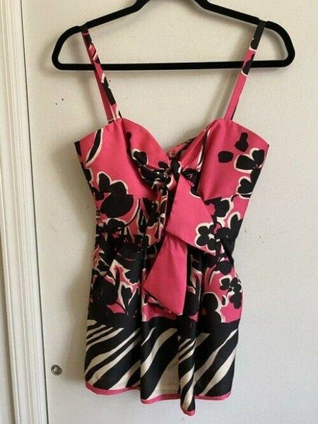 milly pink black white new floral print spaghetti strap small tank topcami