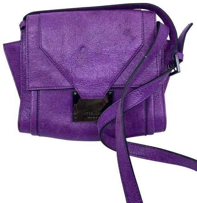 Nicole Miller Nwot Msrp Purple Leather Cross Body Bag