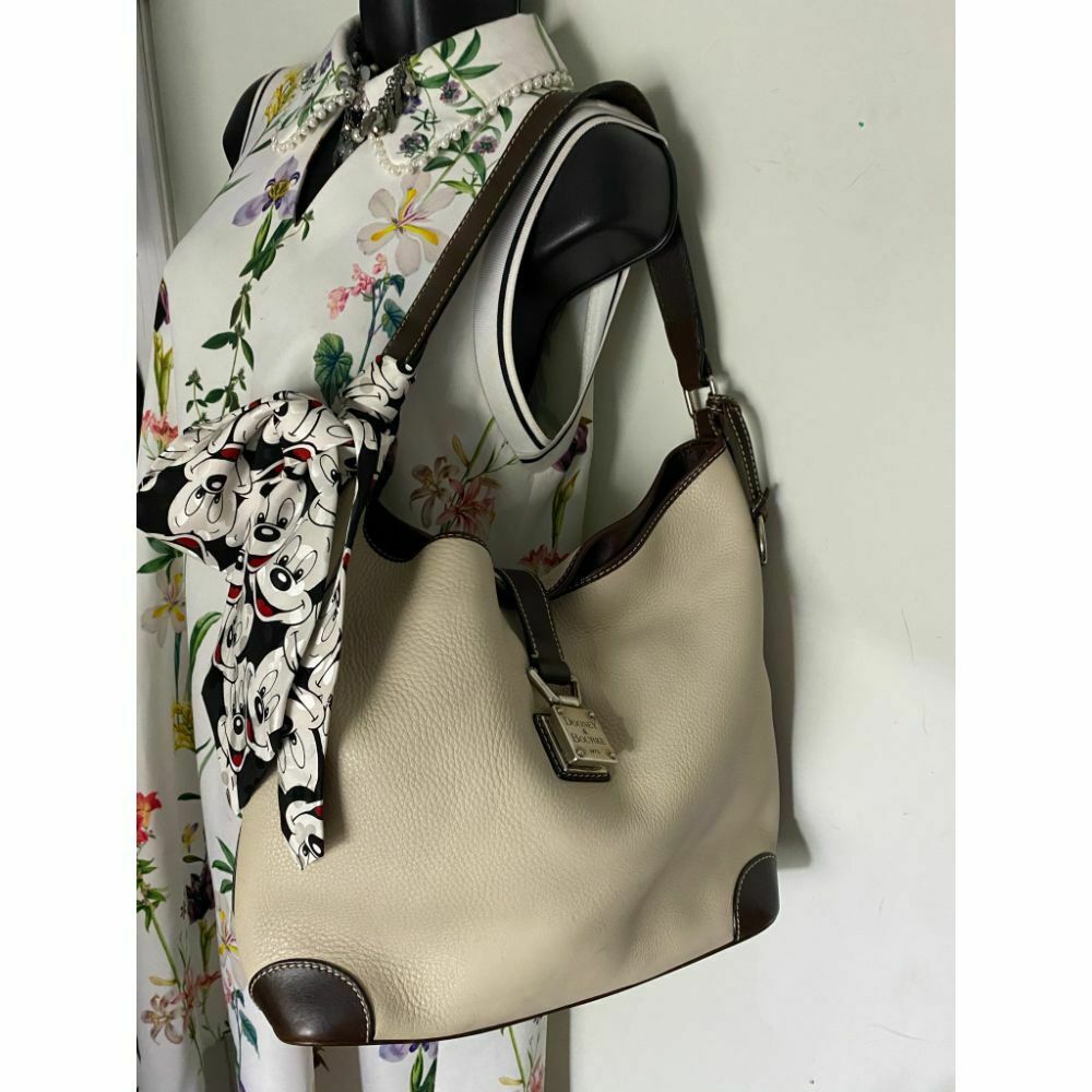 DOONEY & BOURKE Vintage White/ Brown Hobo Bag w/ detachable Mickey Mouse Sash