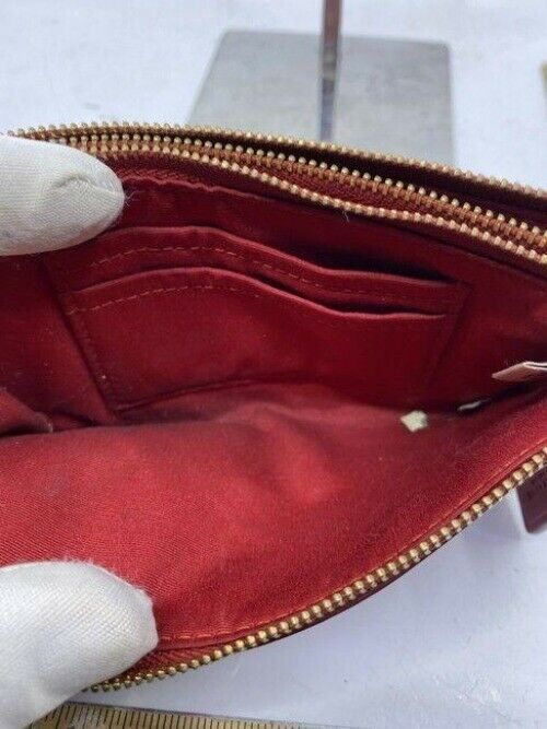 coach double needs strap red wristlet