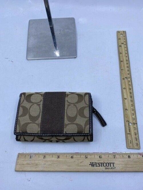 coach brown unique multi compartment cards key wallet