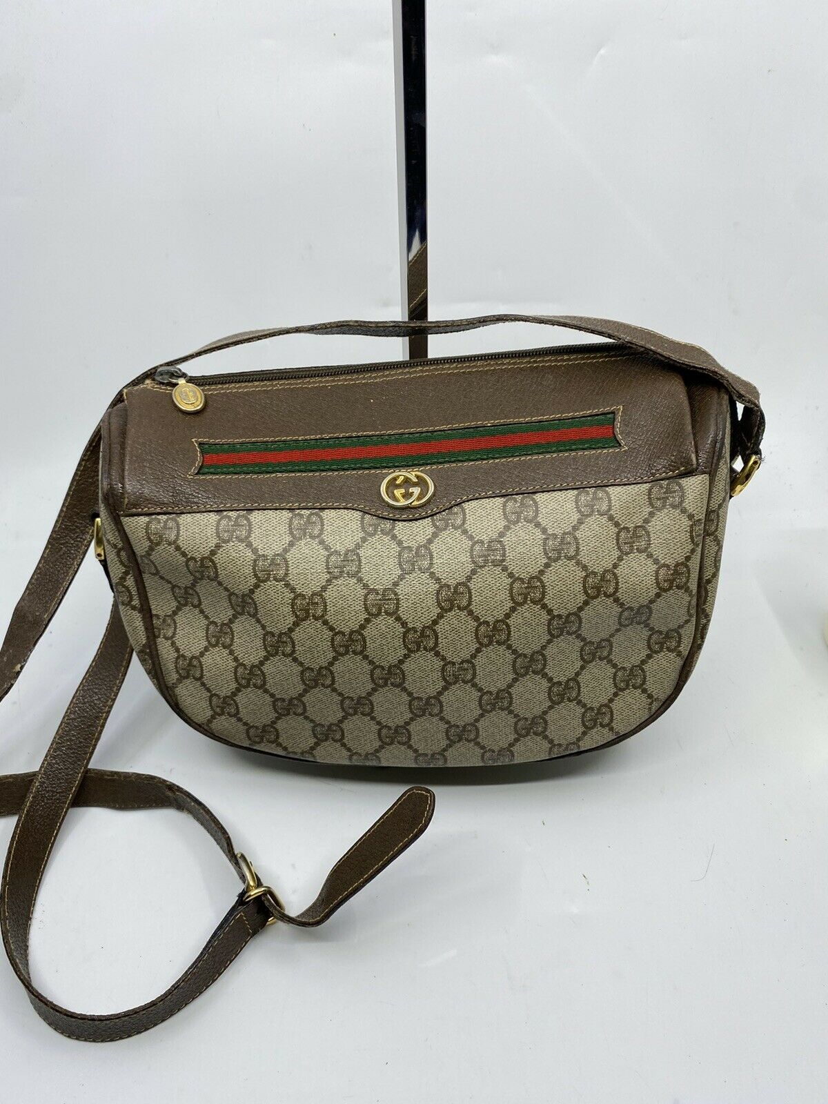GUCCI Vintage Brown Monogram Shoulder Bag