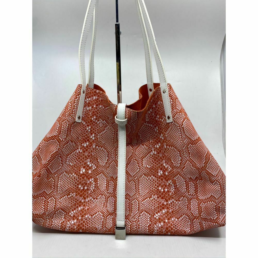 695 Tiffany and Co. Reversible Large Tote Bag Orange Suede and Snake Print Design