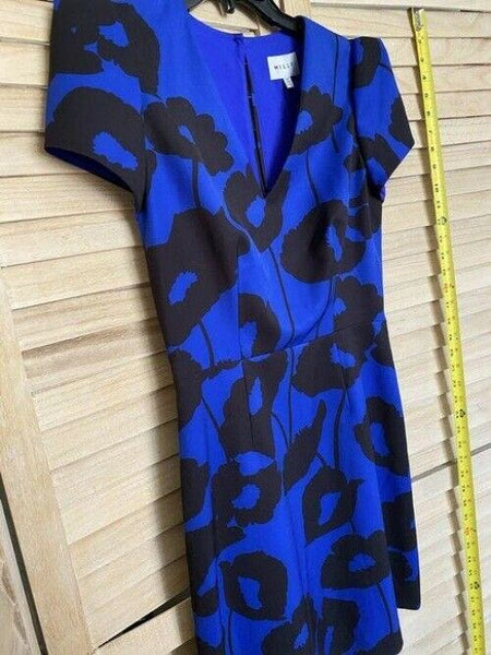 milly blue black new printed msrp short formal dress