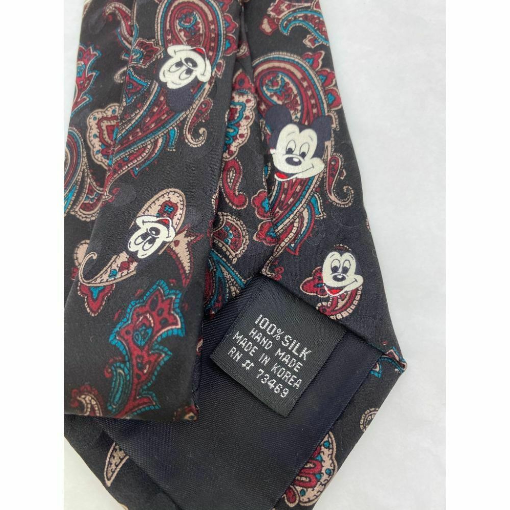 New! MICKEY MOUSE Disney Neck Tie Black Red White 100% Silk Handmade