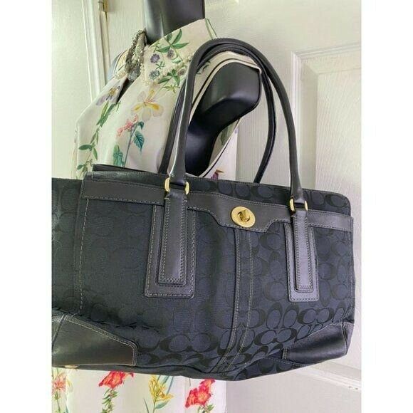 COACH Large Black Jacquard Fabric Tote Bag