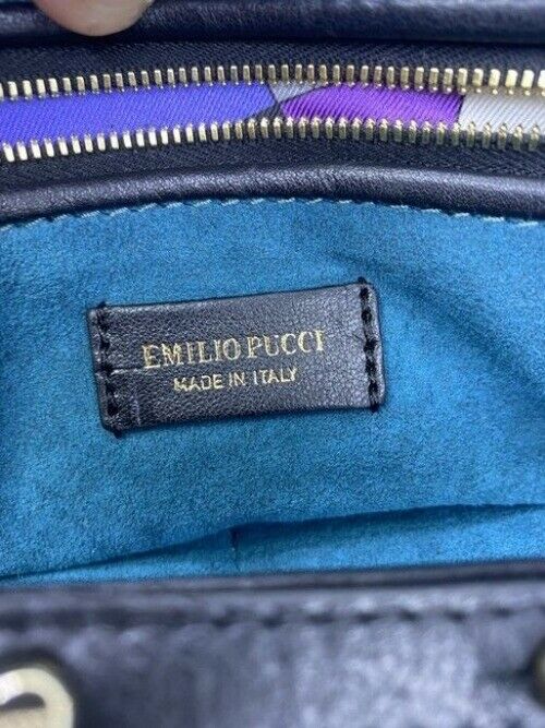 Emilio Pucci Medium City Marquise Top Handle Black Leather Shoulder Bag