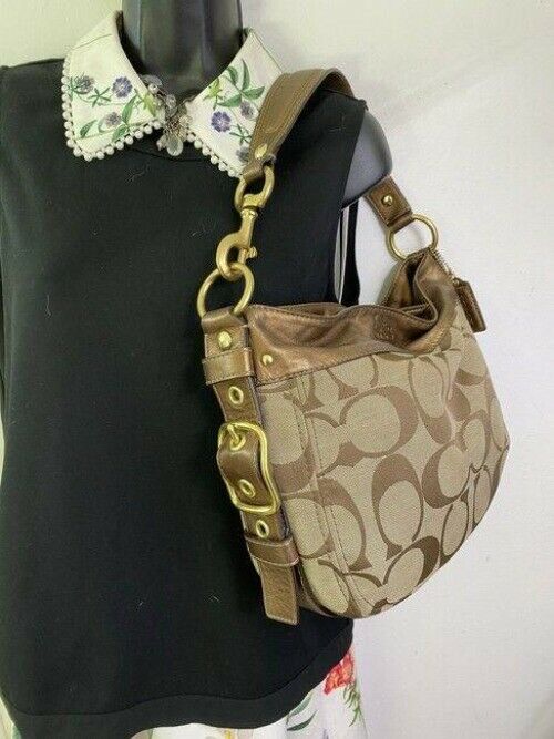 coach bag large brown fabric tote