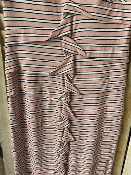 Nicole Miller pink white w new stripe w ruffle detail msrp small long casual max