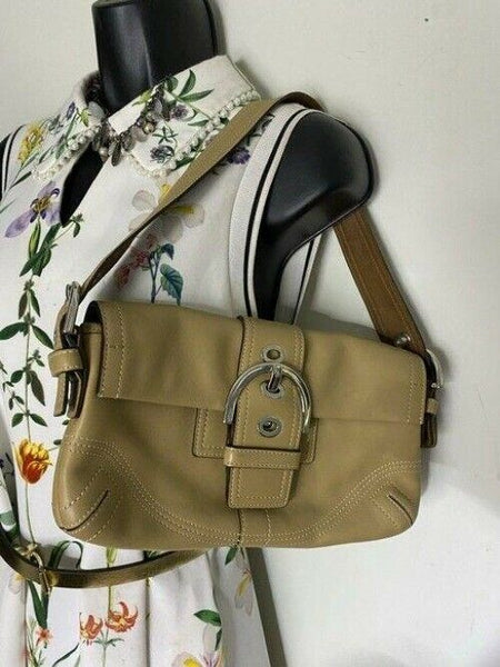 coach mini purse tan leather hobo bag