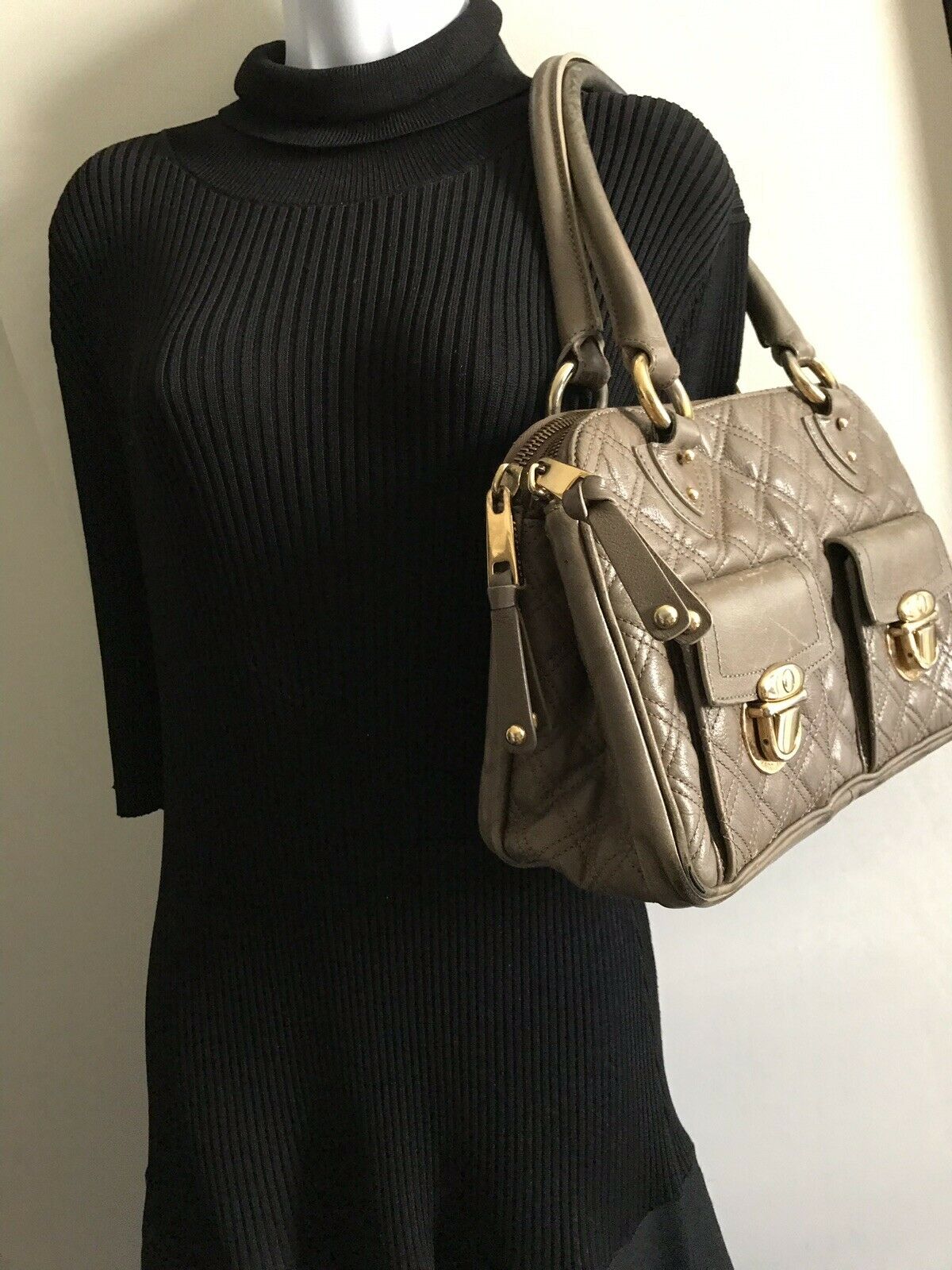 MARC JACOBS brown Leather Quilted Handbag