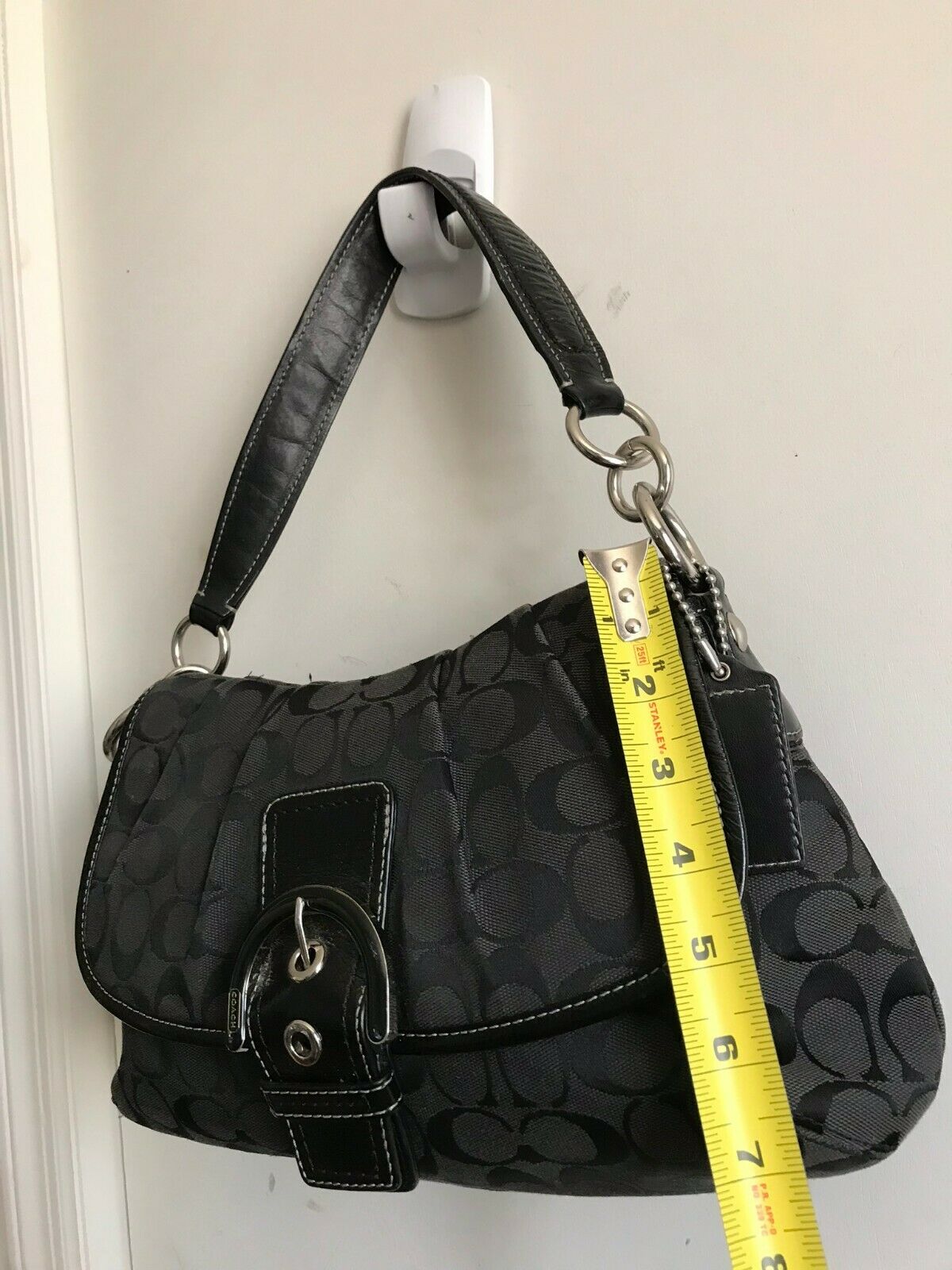 Coach Black Fabric Signature hand bag