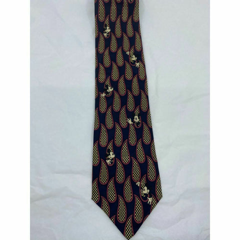 MICKEY MOUSE Disney Neck Tie Black Green Hand Made 100% Silk