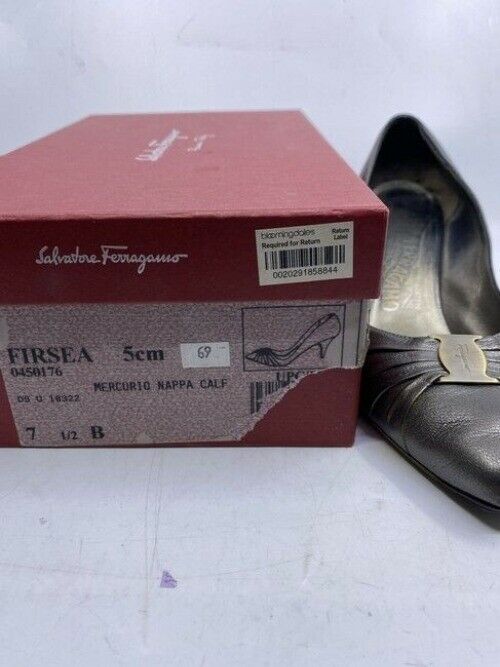 Salvatore Ferragamo Gun Metal Firsea Flat Bow Pumps Size Us
