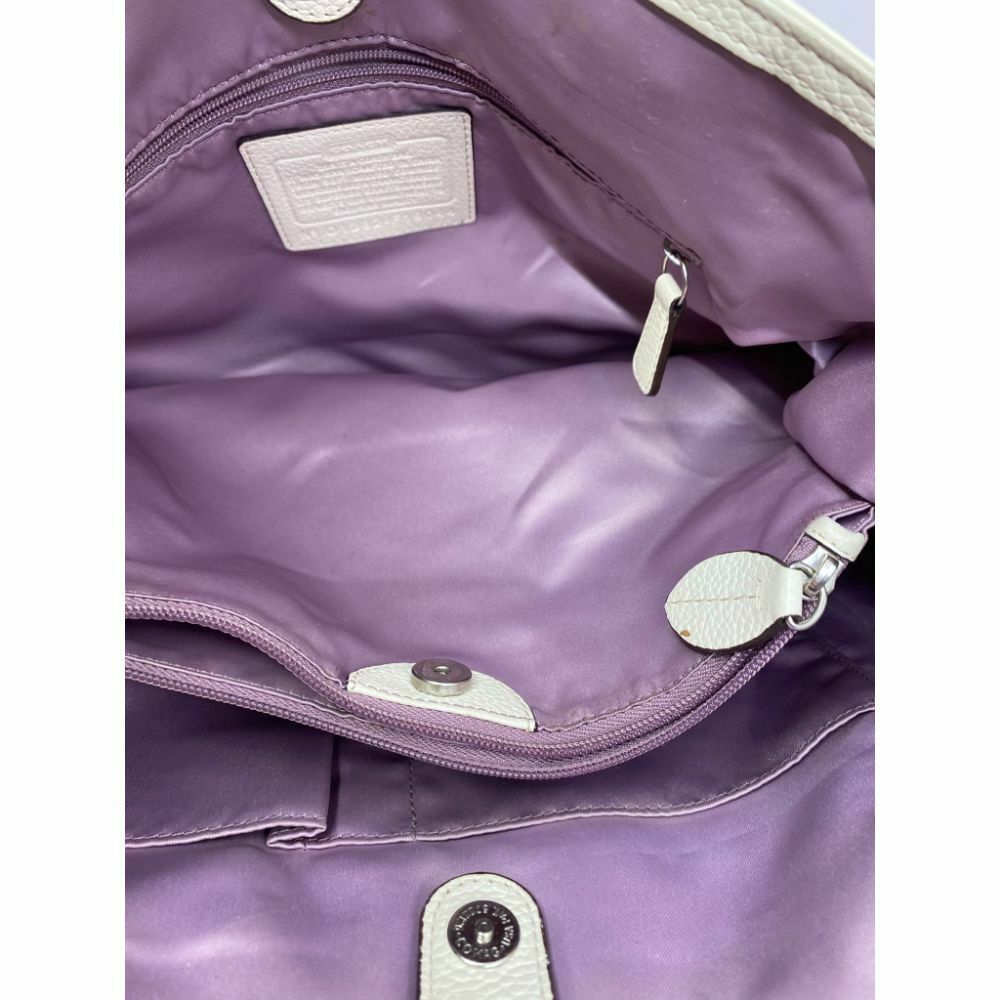 COACH Medium/ Large Leather Tan White Shoulder Bag