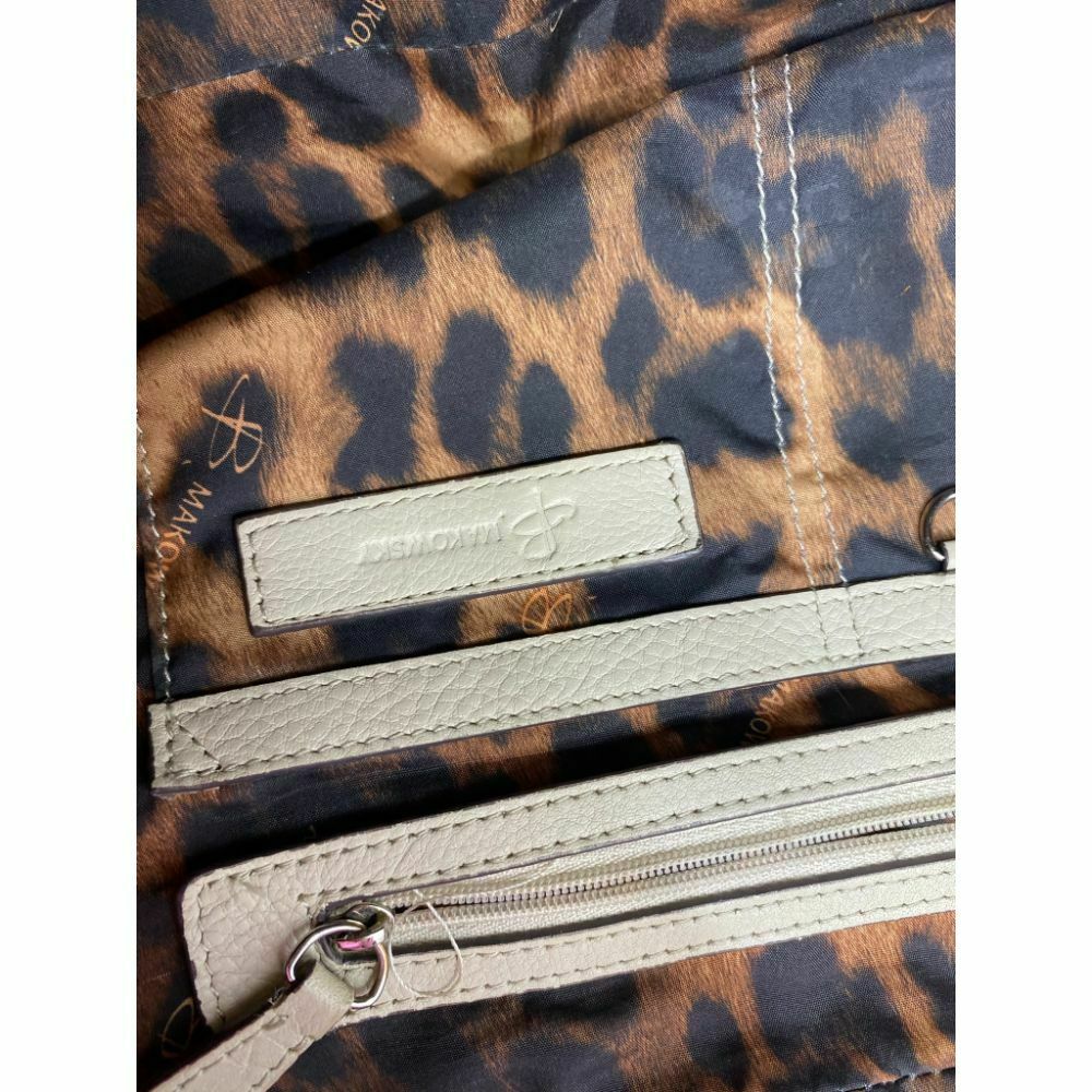B. makowsky Cream Leather Shoulder Bag