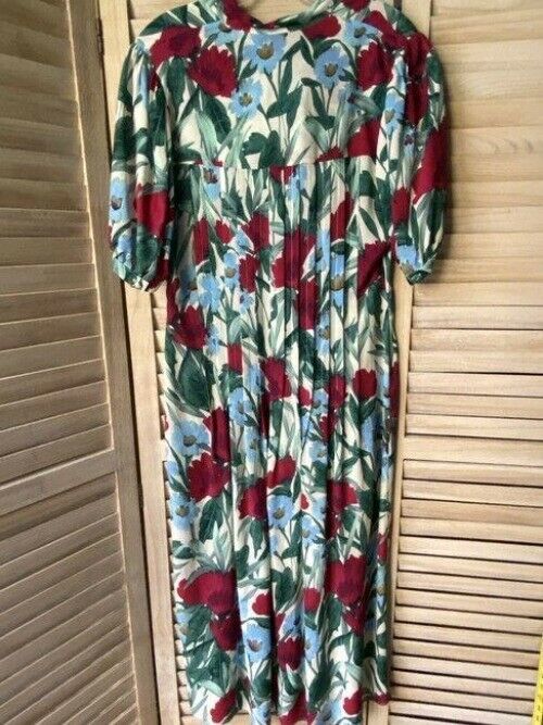 nicole miller blue red floral msrp long casual maxi dress