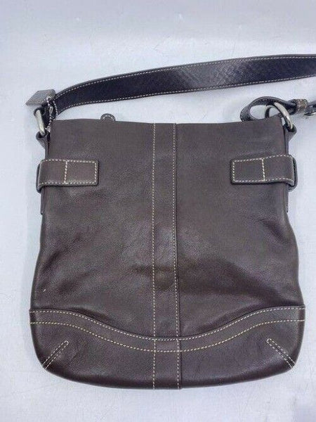 coach medium bag handbag brown leather shoulder bag
