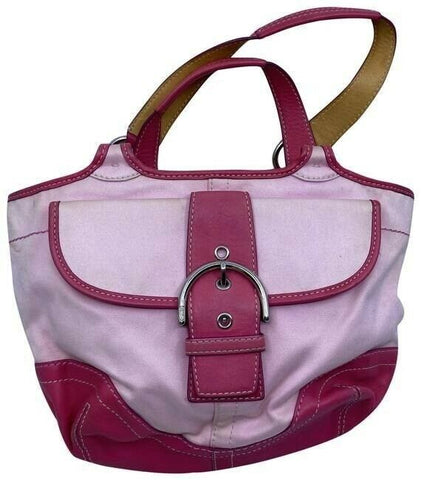 coach medium material pink fabric shoulder bag