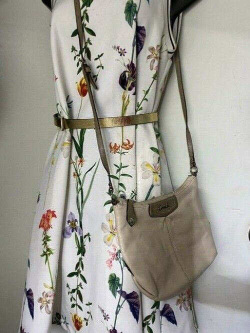 coach small beige leather cross body bag