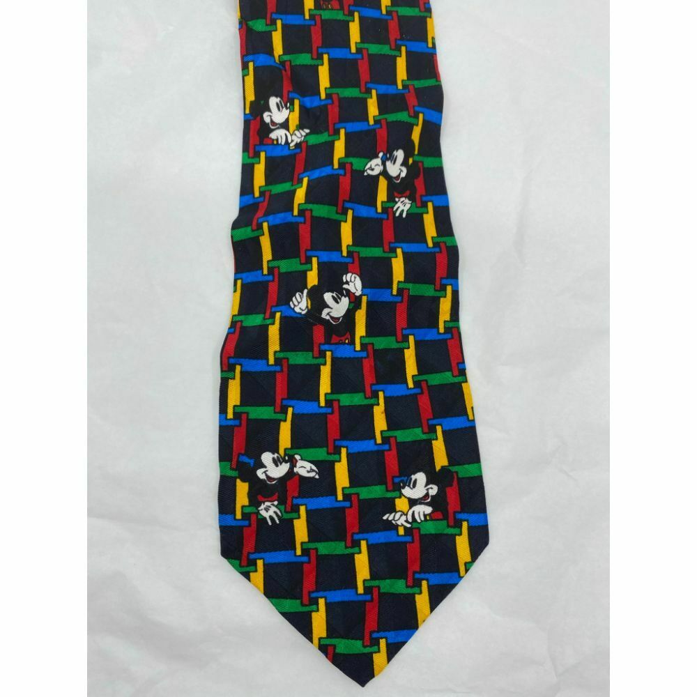 MICKEY MOUSE Disney Neck Tie Multicolor Hand Made 100% Silk