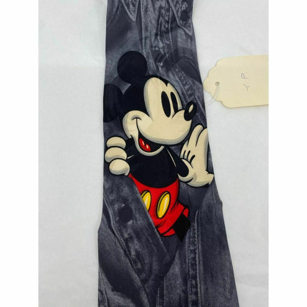 New! MICKEY MOUSE Disney Neck Tie Gray White 100% Silk Handmade