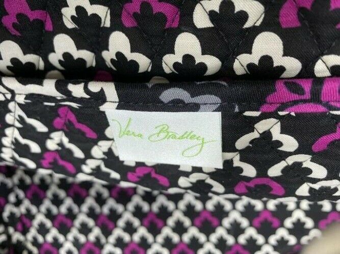 vera bradley bag quilted black purple white fabric tote