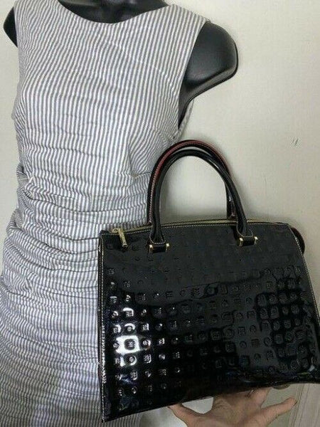 Arcadia Handbag Made In Italy Black Patent Leather Tote