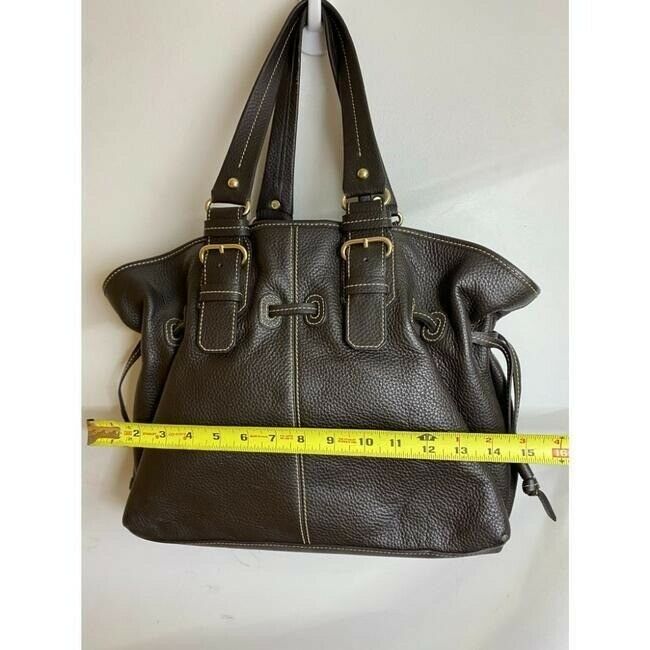 dooney and bourke large brown leather shoulder bag