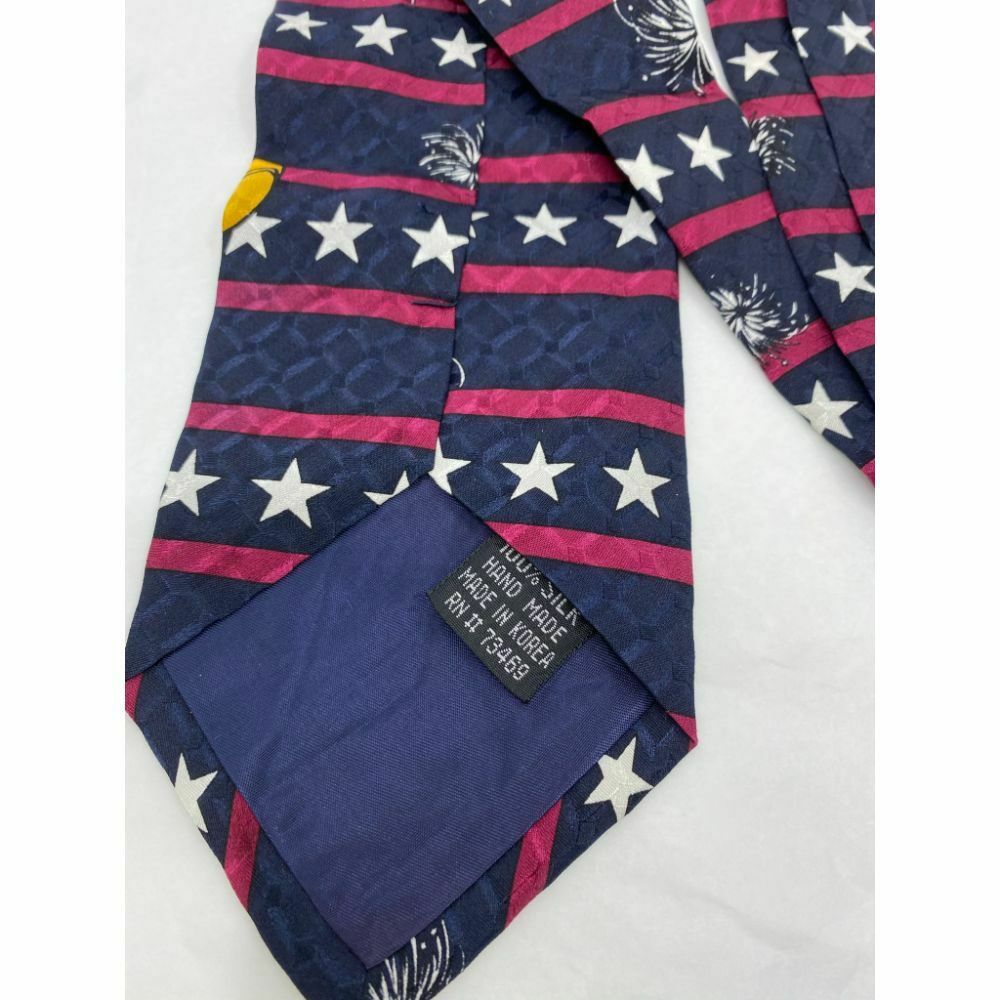 MICKEY MOUSE Disney Neck Tie Blue Purple White Hand Made 100% Silk