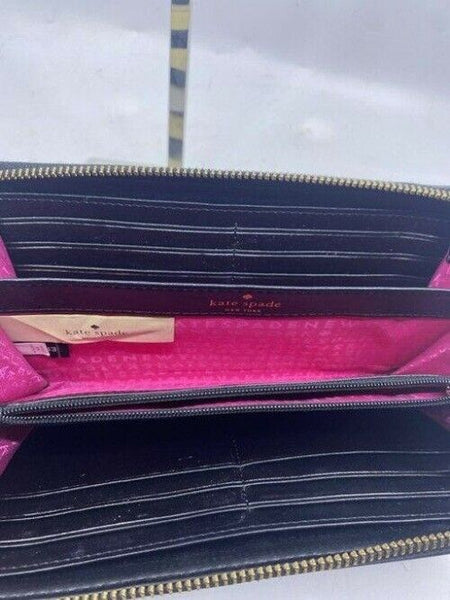 Kate Spade Black White Sailing Striped Large Wallet